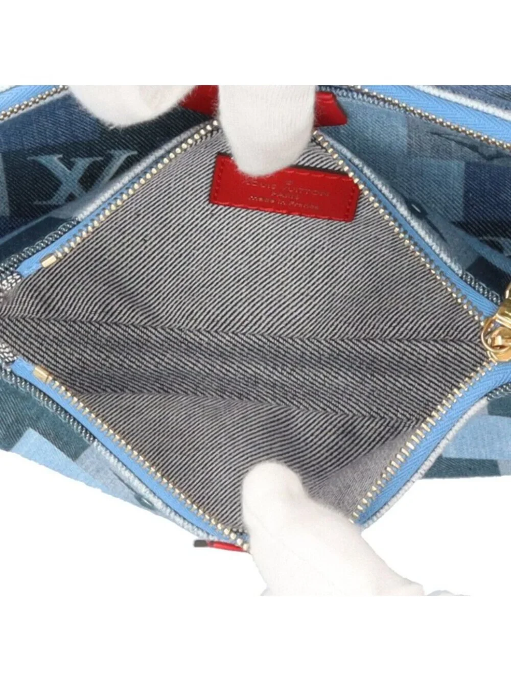 Louis Vuitton Multi Pochette Accessoire Monogram Denim Shoulder Bag Blue